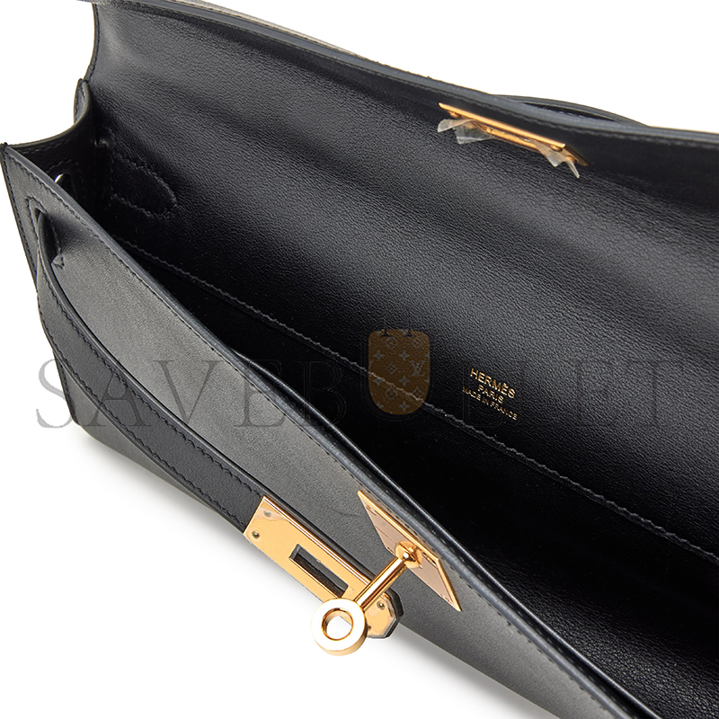 HERMES BLACK SWIFT KELLY CUT GOLD HARDWARE (31*13*2.5cm) 